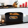 BREAD BIN WOODEN LID BLACK