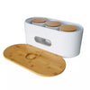 BREAD BIN WOODEN LID WHITE