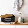 BREAD BIN WOODEN LID BLACK