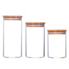 Multipurpose Bamboo Lid Glass Airtight Canister Storage Bottles Jars Grains Tea Leaf Coffee Beans Candy Food Jar