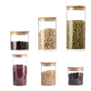 Multipurpose Bamboo Lid Glass Airtight Canister Storage Bottles Jars Grains Tea Leaf Coffee Beans Candy Food Jar