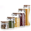 Multipurpose Bamboo Lid Glass Airtight Canister Storage Bottles Jars Grains Tea Leaf Coffee Beans Candy Food Jar