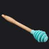 Silicone Honey Dipper Stick Spoon Wood Drizzler Server for Jar Dispenser Stick Stirring Rod Cooking Tool