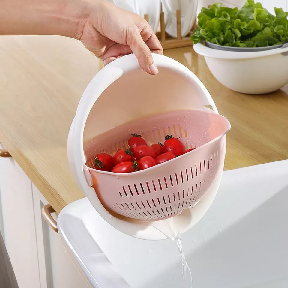 1pc Rotatable Drain Basket Double-layer Household Kitchen