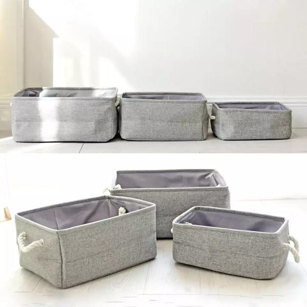 Linen Fabric Clothes Storage Box with Handle Folding Laundry Toy Storage Basket Closet Organizer Household Sundries Sorting Box